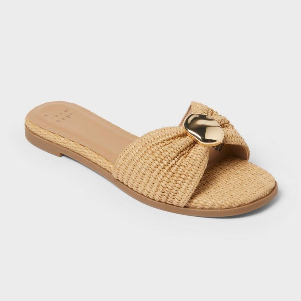 Women’s Kalina Sandals with Memory Foam Insole - A New Day Natural 6.5 - Picture 1 of 4